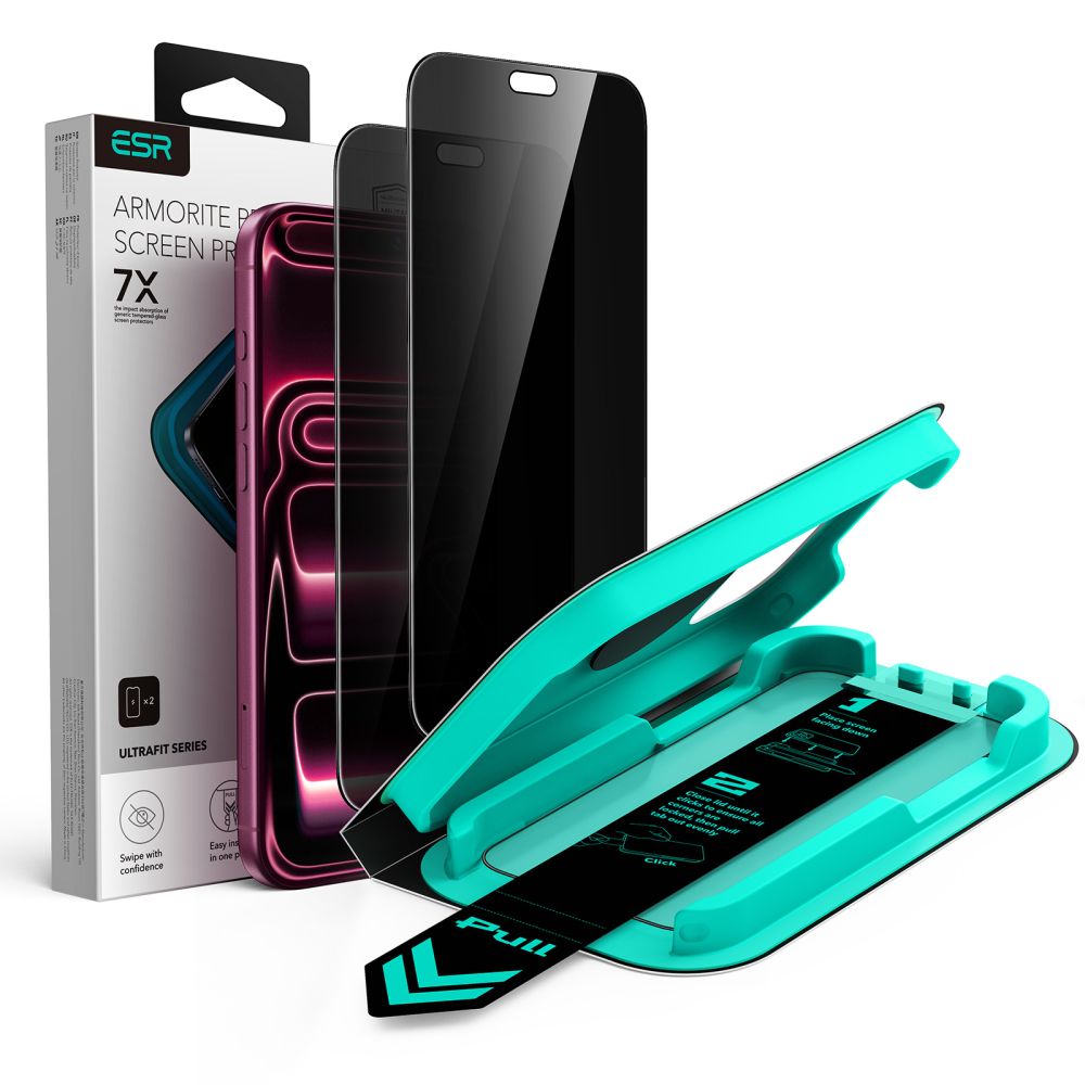 Privacyglas Esr Ultrafit Armorite Hærdet Glas 2 Pack Iphone 18 Pro Privacy