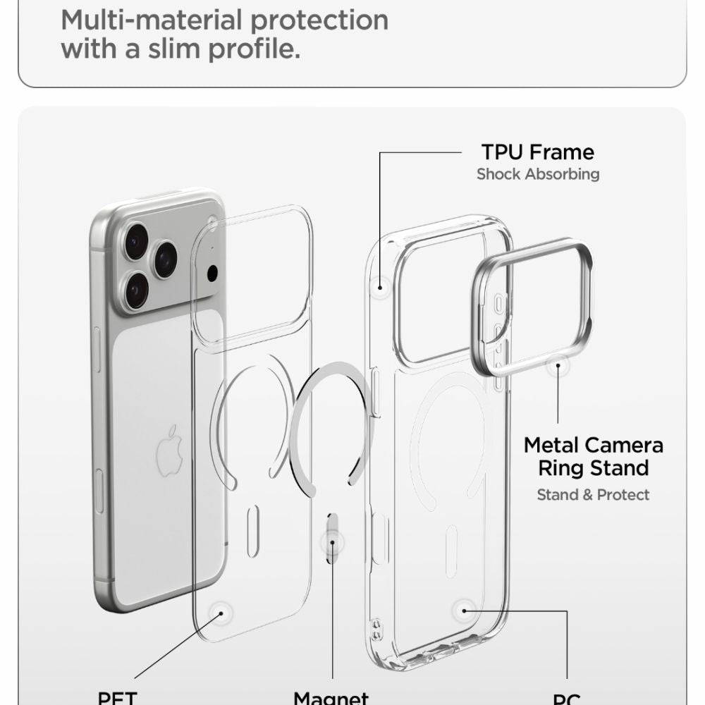 Spigen Ultra Hybrid Optik S Magsafe Iphone 17 Pro / 18 Pro Klar/Sølv