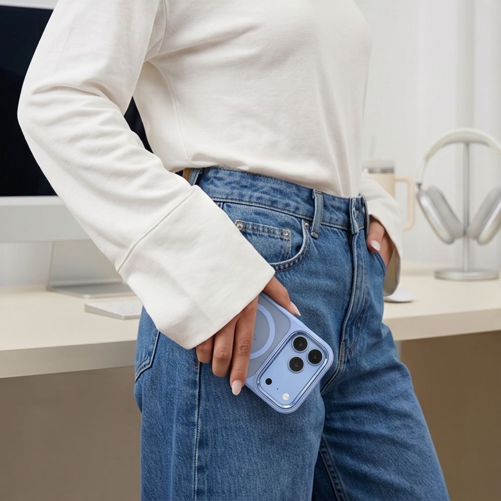 Tech Protect Magmat Magsafe Cc Iphone 17 Pro Max / 18 Pro Max Lysblå/Klar