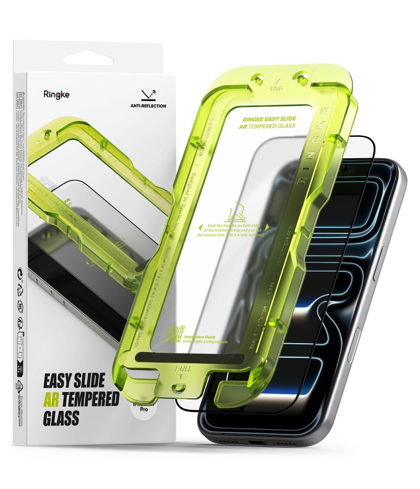Antireflektivt Glas Antyrefleksyjne Ringke Easy Slide Anti Reflektigt Hærdet Glas Iphone 17 Pro Max / 18 Pro Max Sort