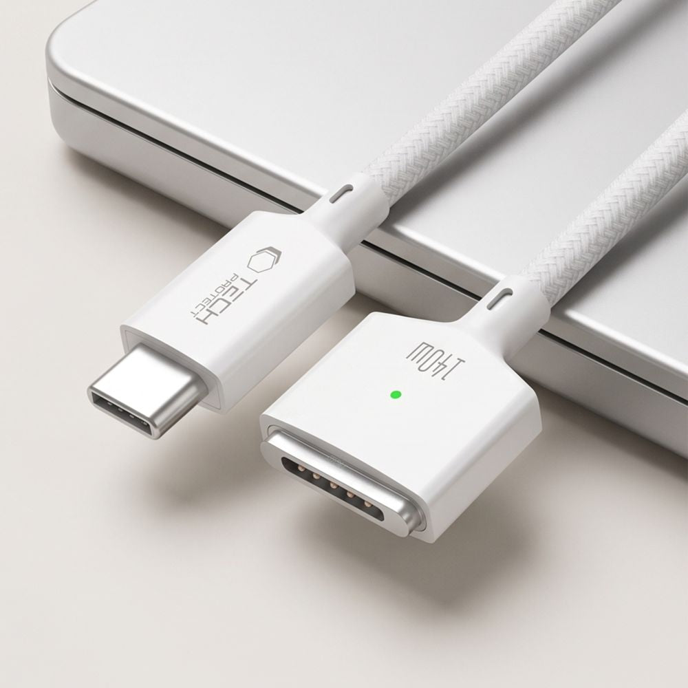 Tech Protect Mmc01 Ultraboost Magnetisk Macbook Kabel Usb C Til Magsafe 3 140 W 300 Cm Hvid