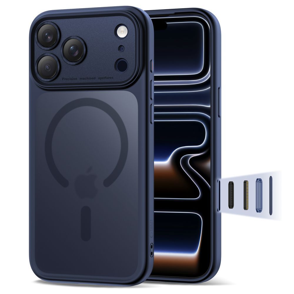 Tech Protect Magpeak Magsafe Cc Iphone 17 Pro Max Mat Dyb Blå
