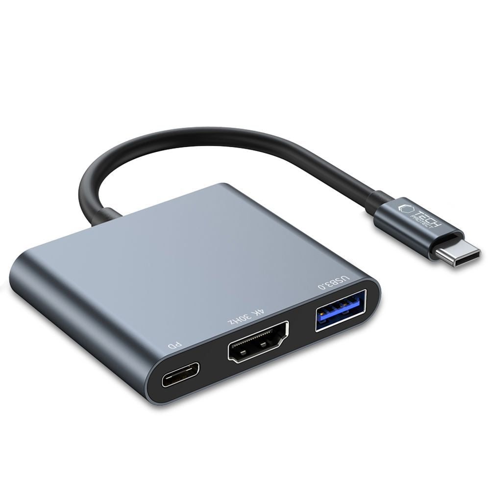 Tech Protect V1 Hub Adapter 3 I 1 Grå