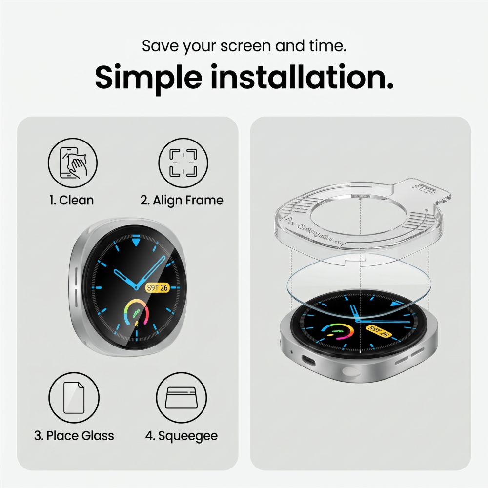 Hærdet Glas Tech Protect Easy Set+ 2 Pack Samsung Galaxy Watch Ultra 2 2026 (47 Mm) Clear