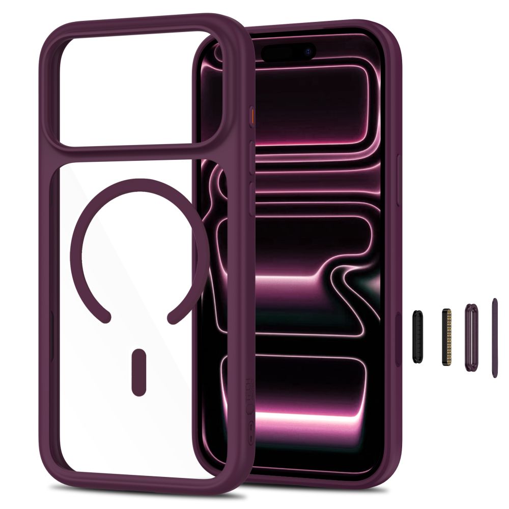 Tech Protect Magone Magsafe Cc + Glas 2 Pak Iphone 17 Pro / 18 Pro Burgundy/Clear