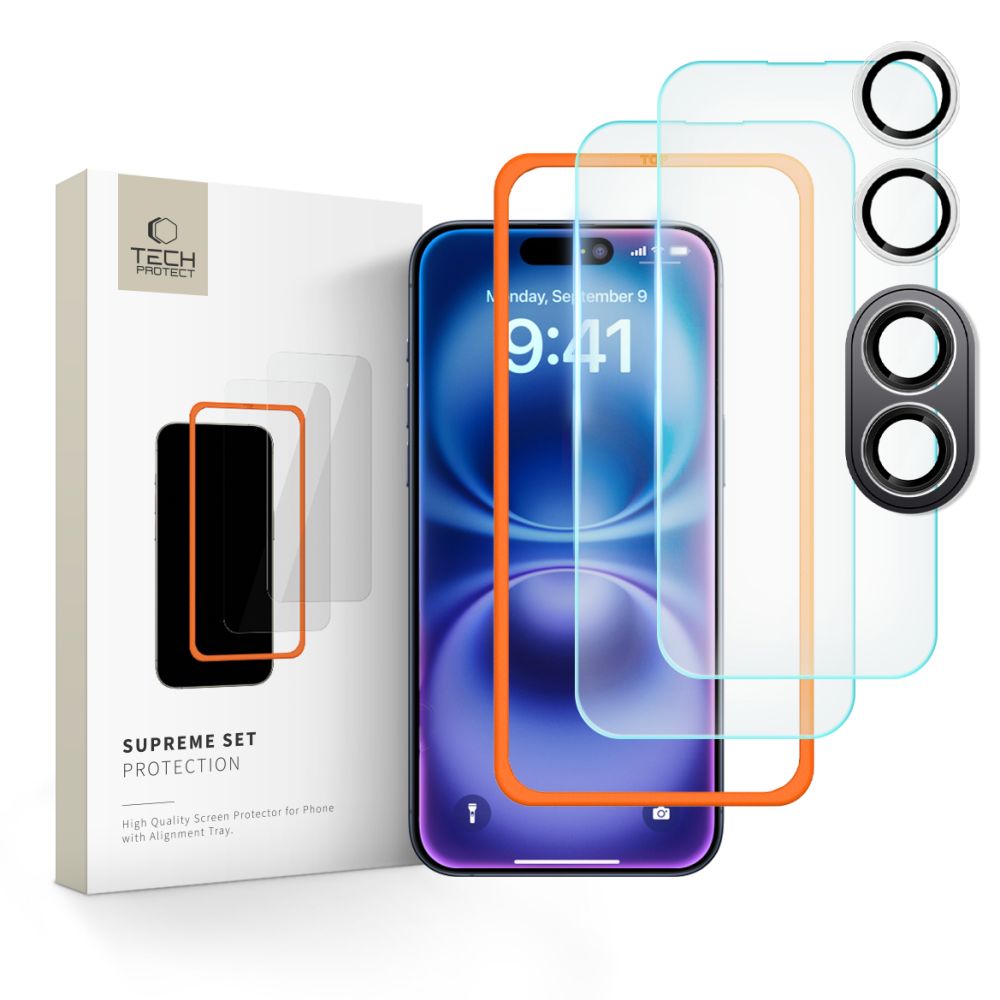 Hærdet Glas Tech Protect Supreme Sæt 3 Pack Iphone 16 Clear