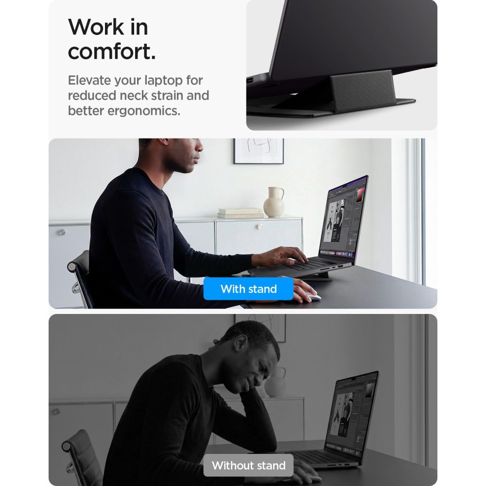 Spigen Ld201 S8 Slimfold Bærbare Og Tablet Stativ Space Grå