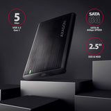 Axagon EE25-A6C drevkabinet HDD/SSD kabinet Sort 2.5"