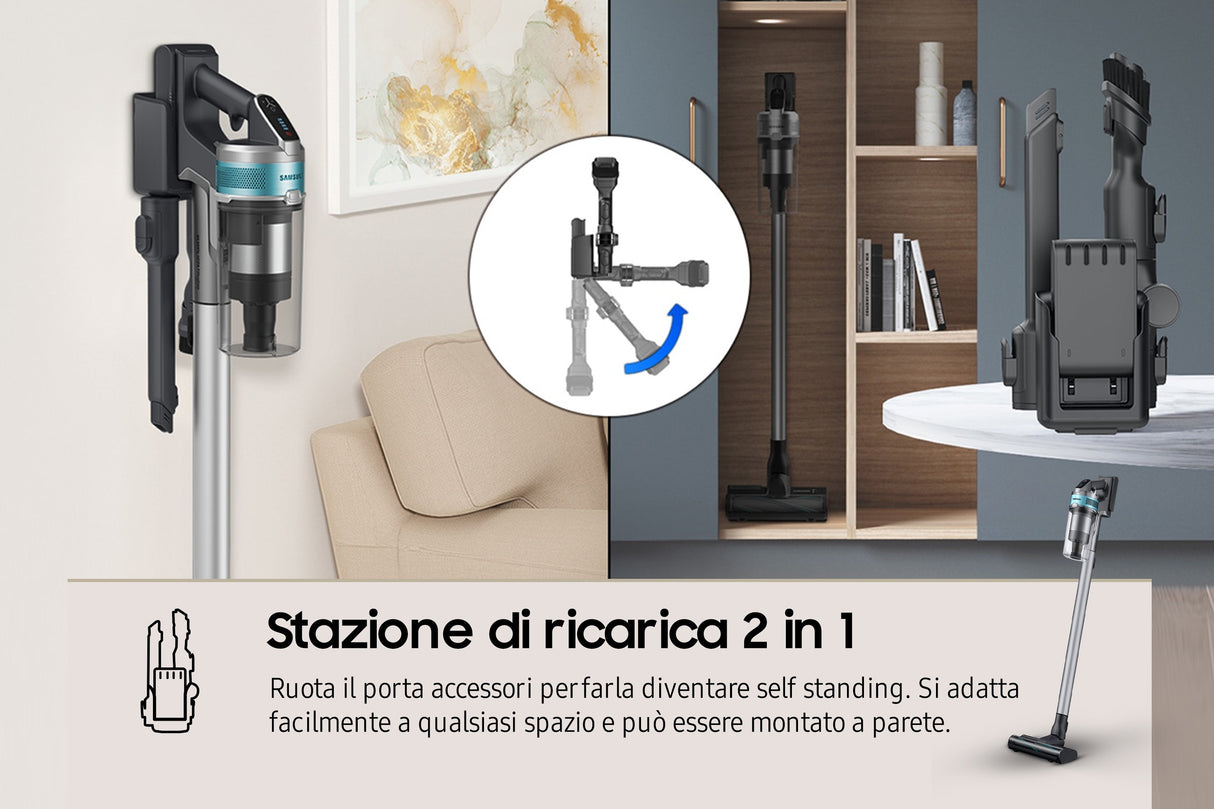Samsung Jet 75E Pet VS20B75AGR1 Støvsuger Pind/håndholdt 200W 0.8liter Black ChroMetal/teal mint