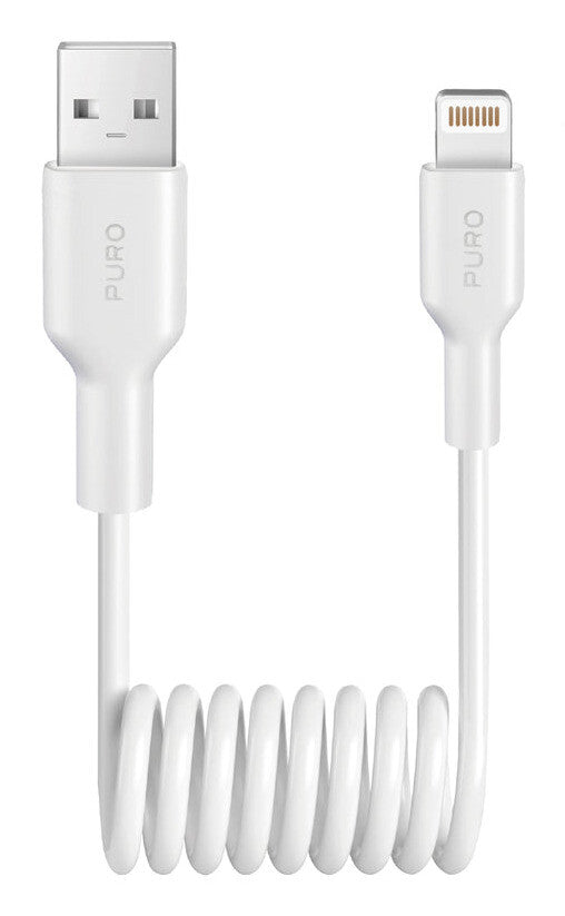 Puro 12W USB-A - Lightning Spiralkabel 1m - Hvid