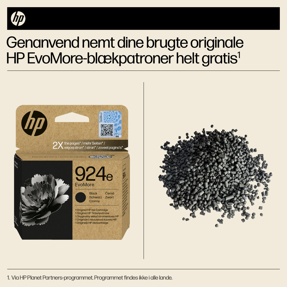 HP 924e EvoMore Black Original Sort 1000 sider Blæk