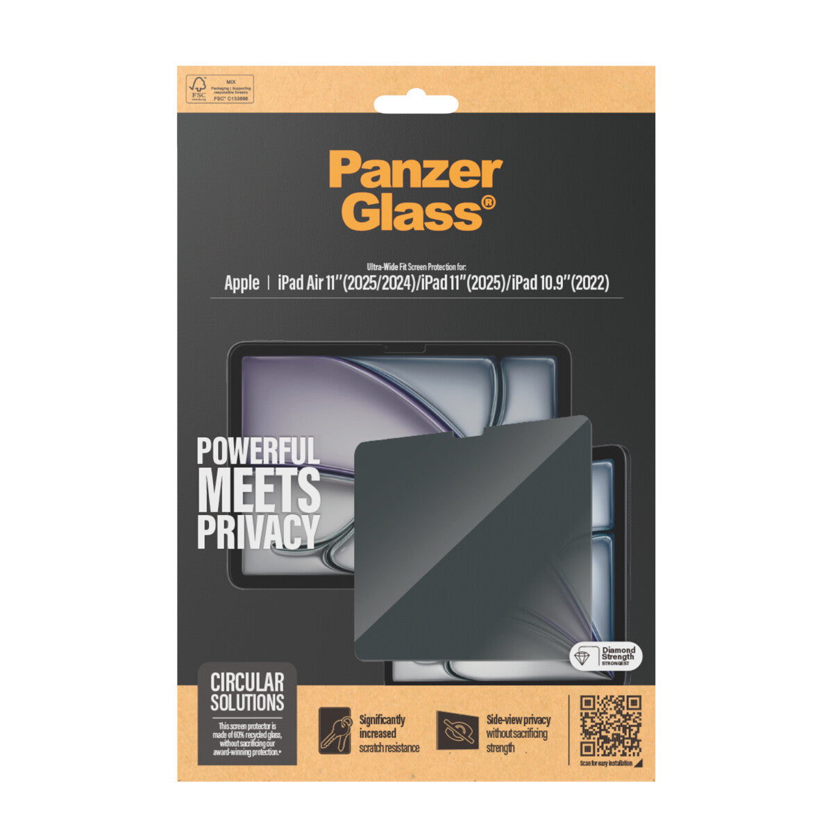 PanzerGlass ® 2-Way Privacy Skærmbeskyttelse iPad Air 11'' (2024-2025) | iPad 11" (2025) | iPad 10.9'' (2022) | Ultra-Wide Fit