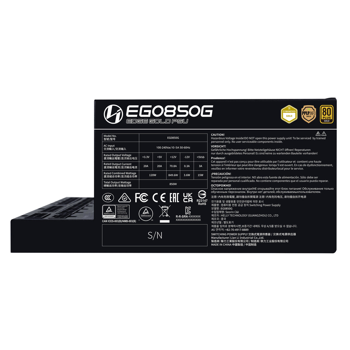 Lian Li EG0850G enhed til strømforsyning 850 W 24-pin ATX SFX Sort