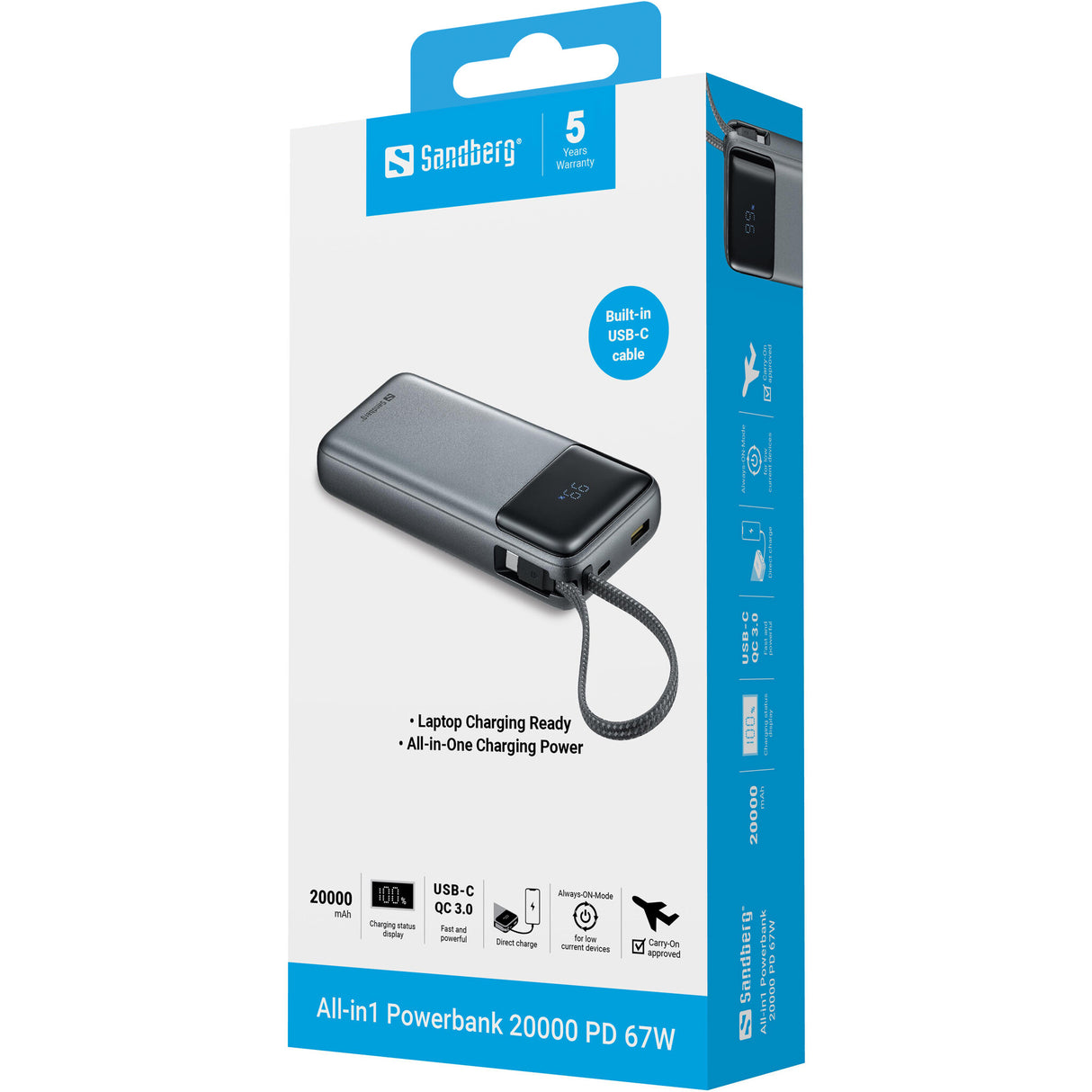 Sandberg 421-29 powerbank Lithium polymer (LiPo) 20000 mAh Sort, Grå