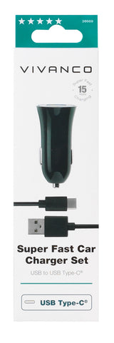 Vivanco CARCHARGERVVUSBC3A Smartphone Sort Cigartænder Automatisk