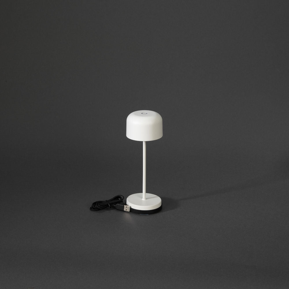 Konstsmide Lille mini hvid bordlampe portable