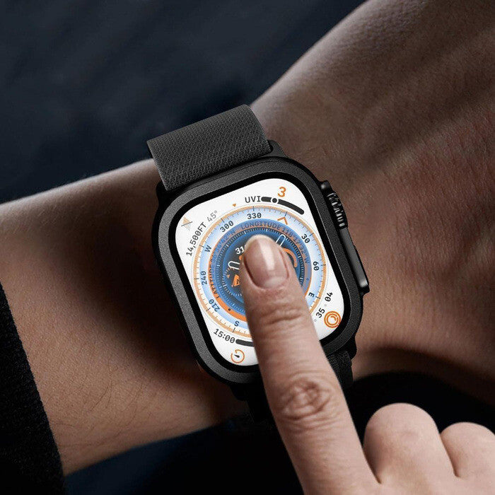 Hærdet Glas Tech Protect Glasring 2 Pak Apple Watch Ultra 1/2/3/4 (49 Mm) Sort