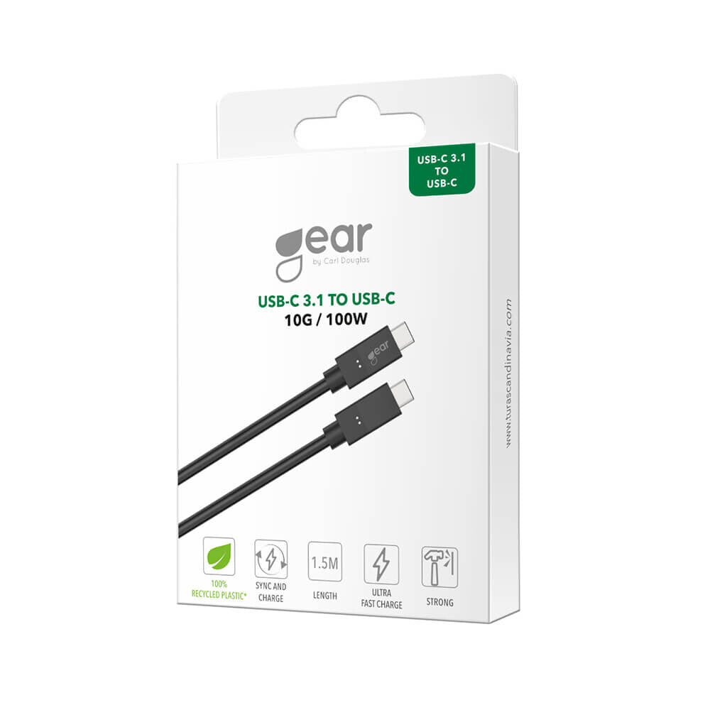 Gear Kabel USB-C til USC-C 3.1 5A/100W/10GB Gen 2 1,5m Sort