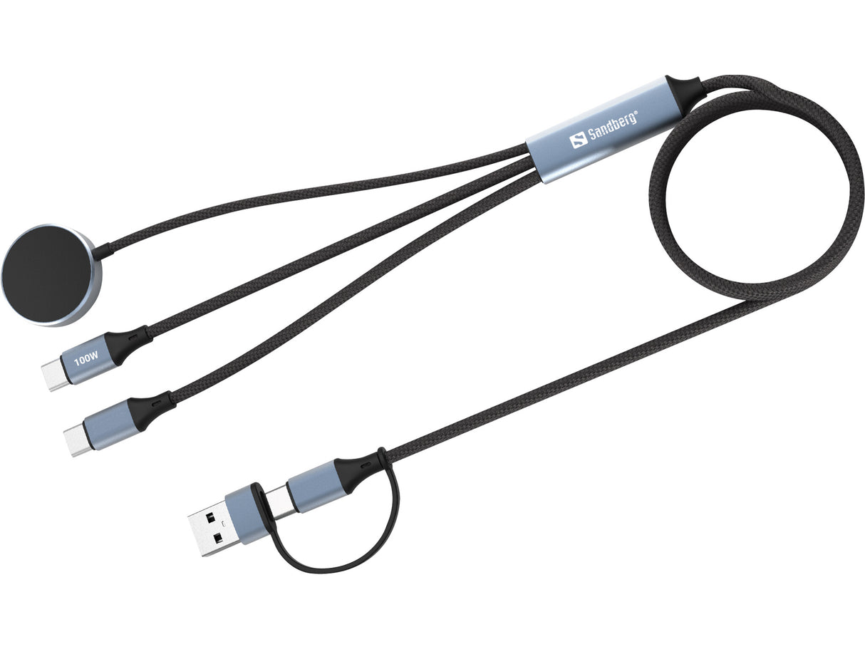 Sandberg 441-69 USB-kabel 1,2 m USB A/USB C 2 x USB-C/MagSafe 100 W Sort