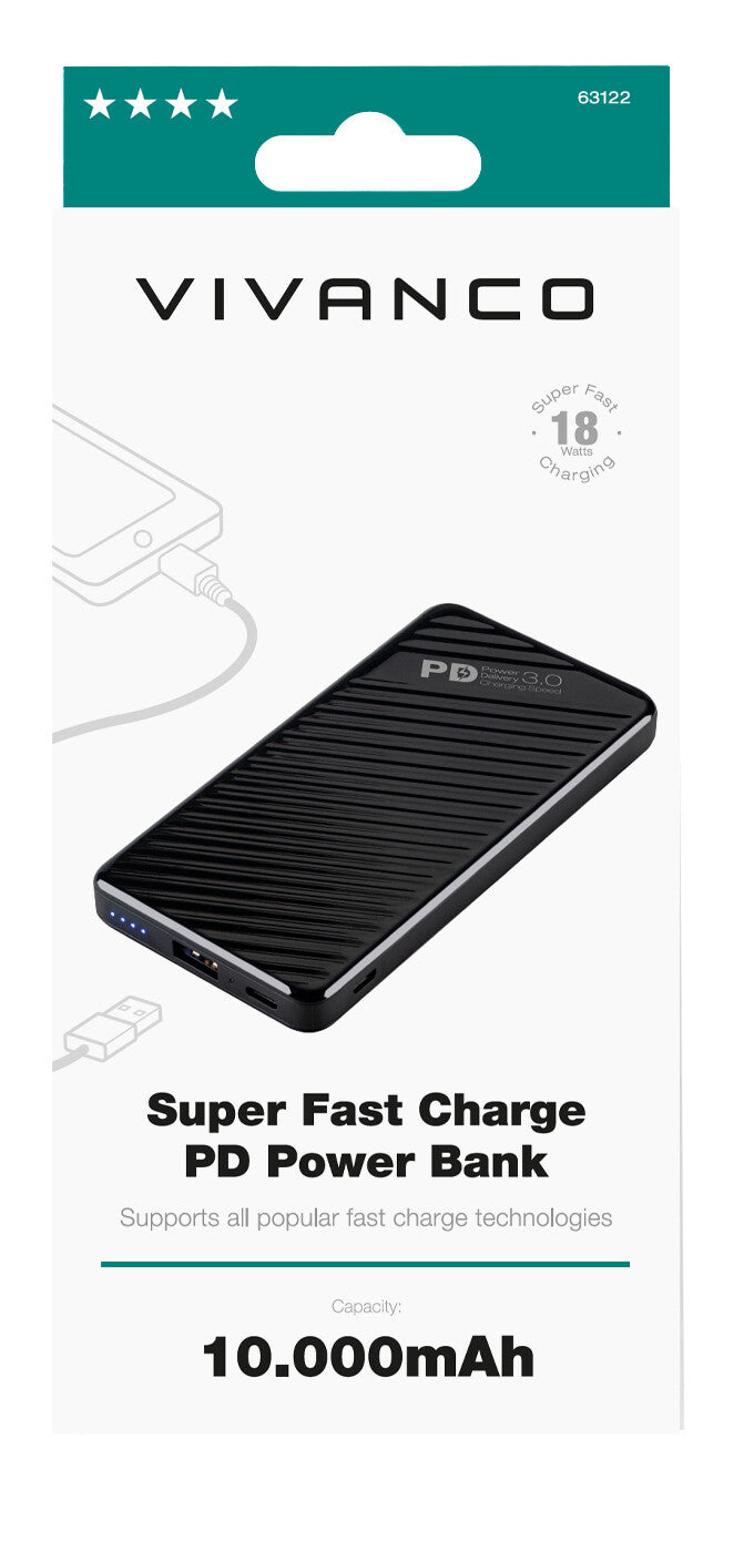 Vivanco Super Fast Car Charge PD Lithium-Ion (Li-Ion) 10000 mAh Sort