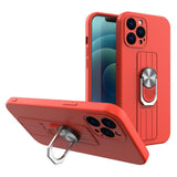 Ring Case silikoneæske med fingerholder og stativ til Xiaomi Redmi Note 11 Pro rød
