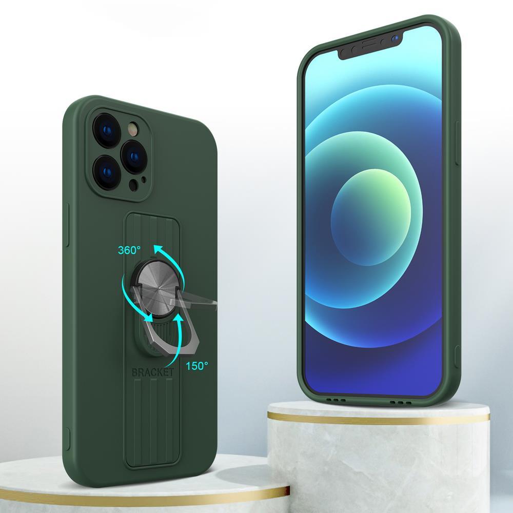 Ring Case silikonhylster med fingerhåndtag og stativ til Samsung Galaxy S22 rød