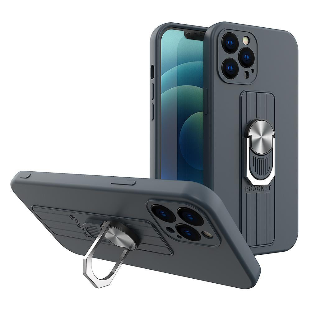 Ring Case silikonhylster med fingerhåndtag og base til Samsung Galaxy A73 blå