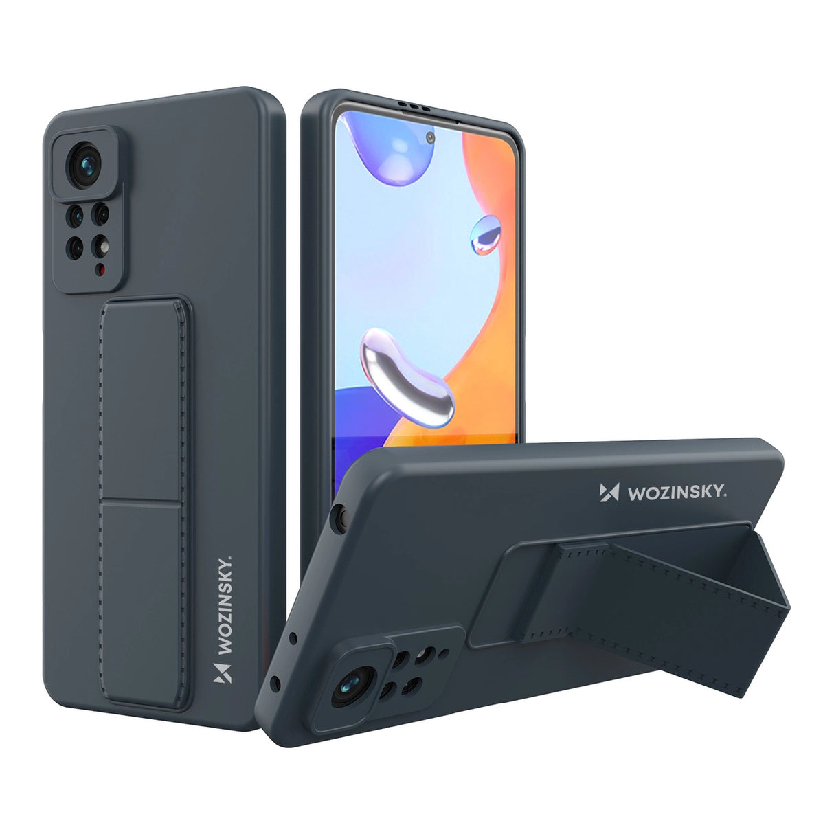 Wozinsky Kickstand Case Silicone Stand Cover til Xiaomi Redmi Note 11 Pro blå