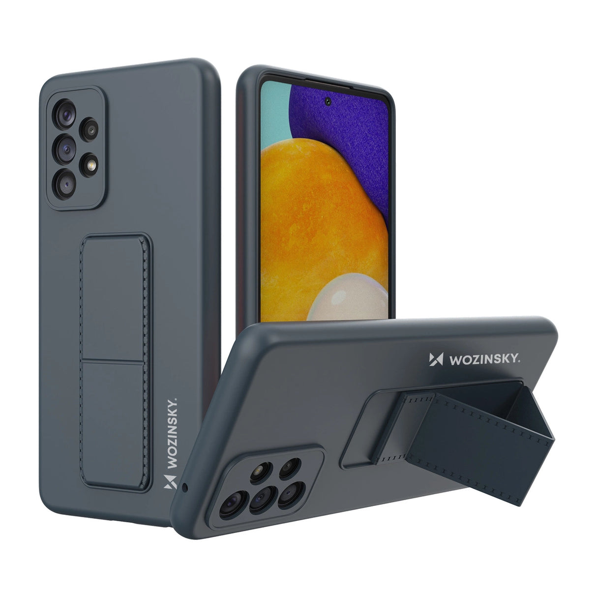 Wozinsky Kickstand Case silikon stand cover til Samsung Galaxy A73 marineblå