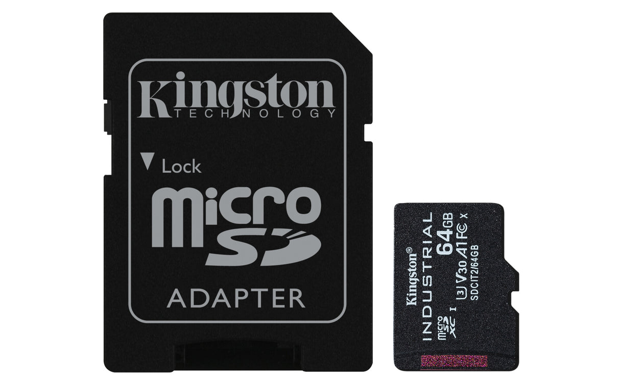 Kingston Technology 64GB microSDXC Industrial C10 A1 pSLC kort + SD-adapter