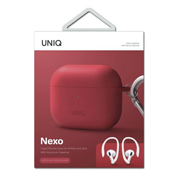 Uniq Nexo-kasse til AirPods 3 + Ørehooks Silikon - rød