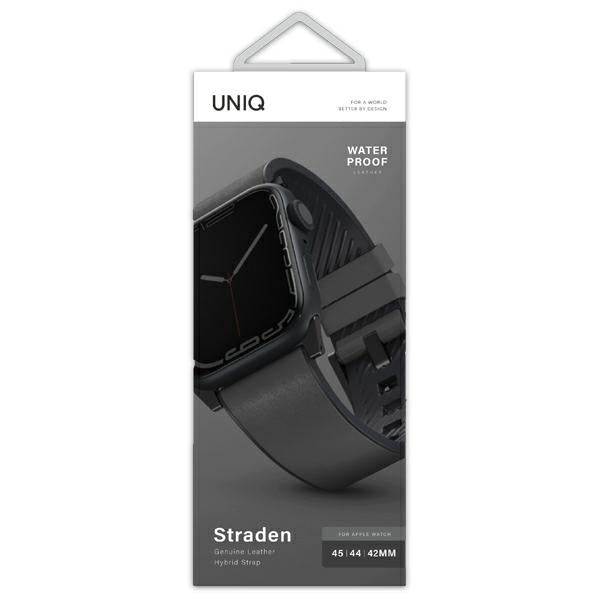 Uniq Straden læder hybrid rem til Apple Watch 1/2/3/4/5/6/7/8/SE/SE2/Ultra 42/44/45/49 mm - Grå
