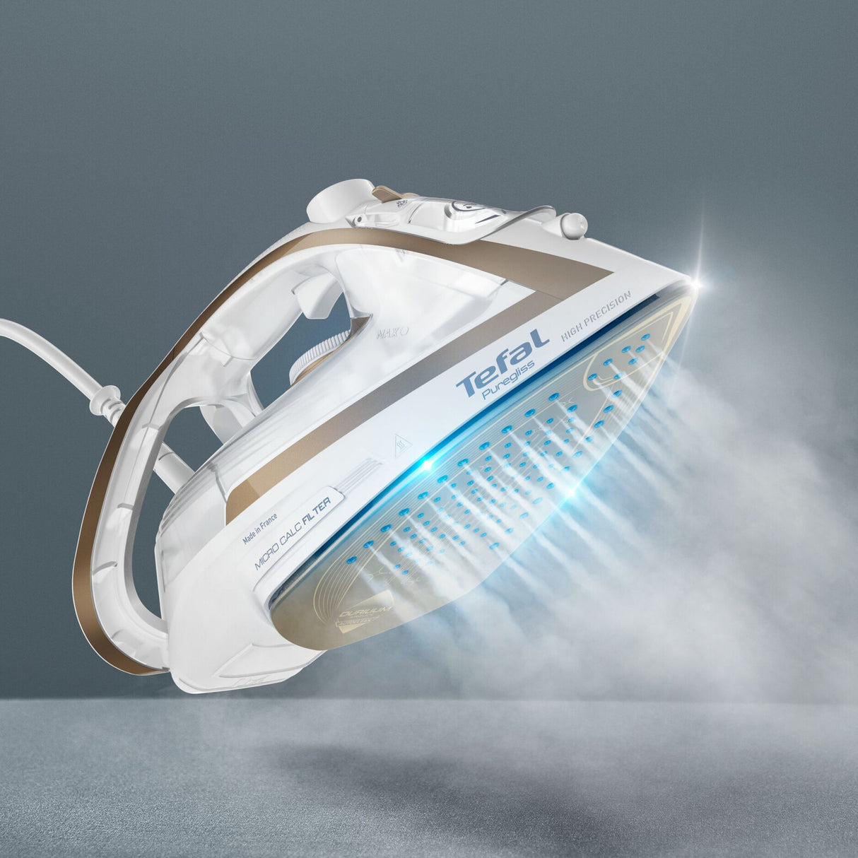 Tefal Puregliss FV8042 Tør & dampstrygejern Durilium AirGlide Autoclean soleplate 3000 W Bronze, Hvid