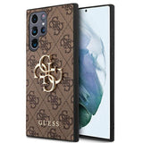 Guess 4G Big Metal Logo Case for Samsung Galaxy S22 Ultra - Brown