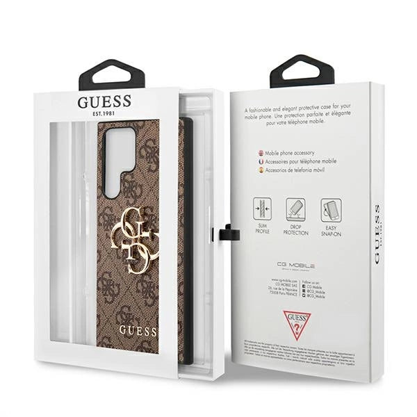 Guess 4G Big Metal Logo Case for Samsung Galaxy S22 Ultra - Brown