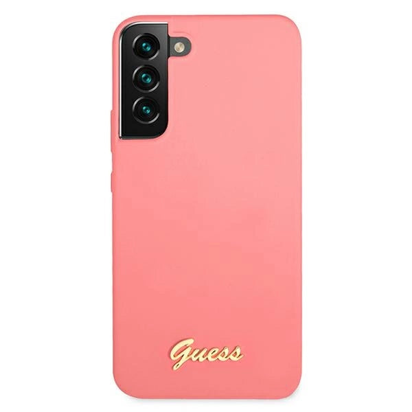 Guess GUHCS22MLSLMGFU S22+ S906 fuchsia/fuchsia hardcase Silicone Script Metal Logo