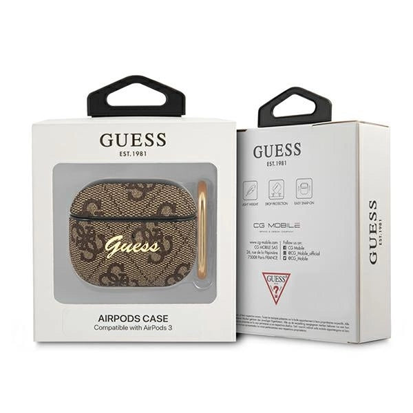Guess GUA34GSMW AirPods 3 cover brown/brown 4G Script Metal Collection