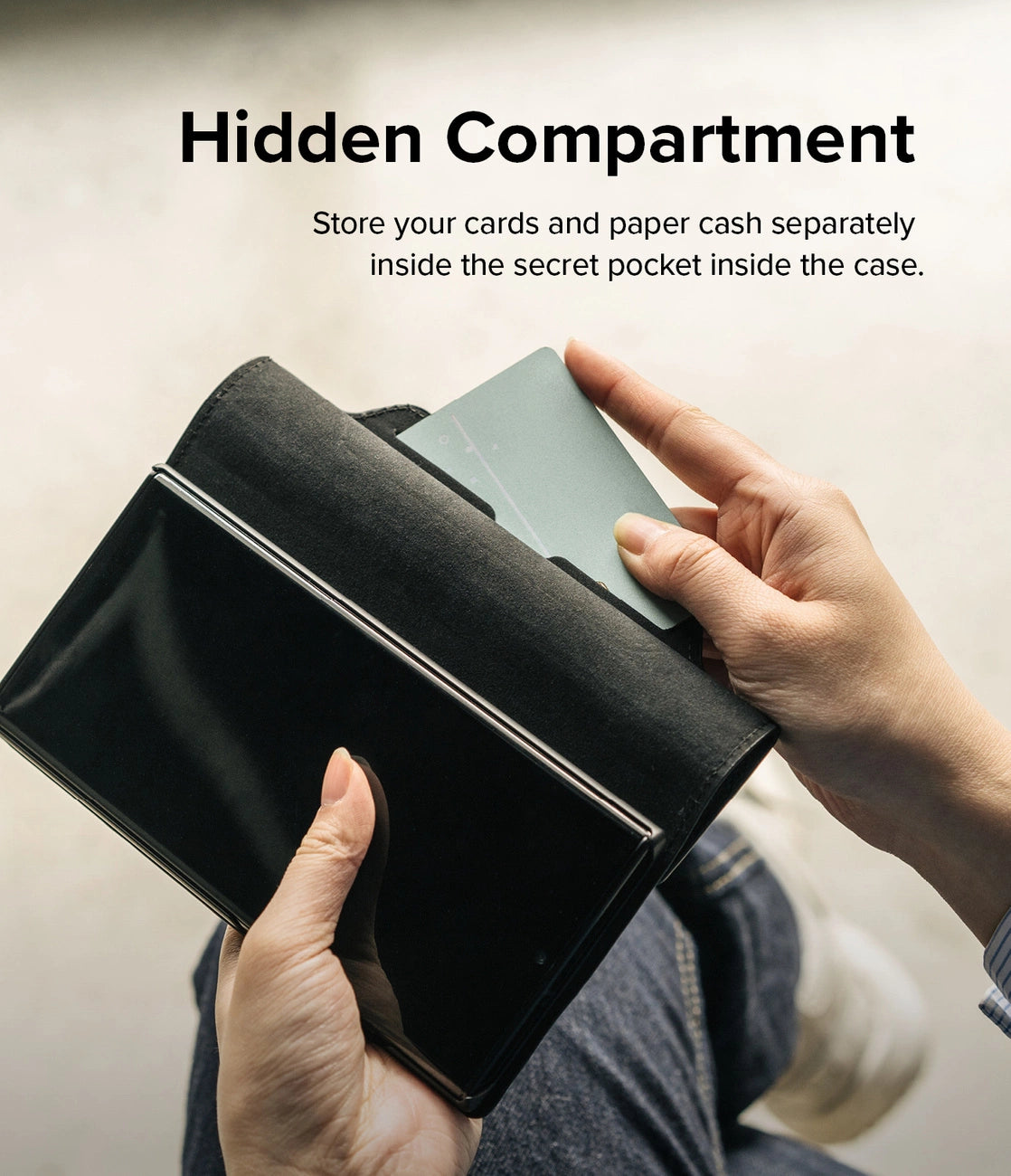 Ringke Folio Signature Flip Leather Case til Samsung Galaxy S22 + (S22 Plus) sort (FSS118R262)