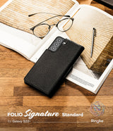 Ringke Folio Signature Flip Leather Case til Samsung Galaxy S22 + (S22 Plus) sort (FSS118R262)