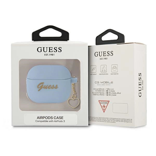 Guess GUA3LSCHSB AirPods 3 cover blue/blue Silicone Charm Heart Collection