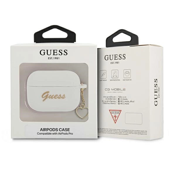 Guess GUAPLSCHSH AirPods Pro cover white/white Silicone Charm Heart Collection