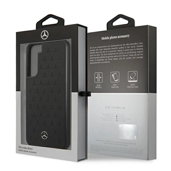 Mercedes Leather Stars Pattern Case for Samsung Galaxy S22+ - Black