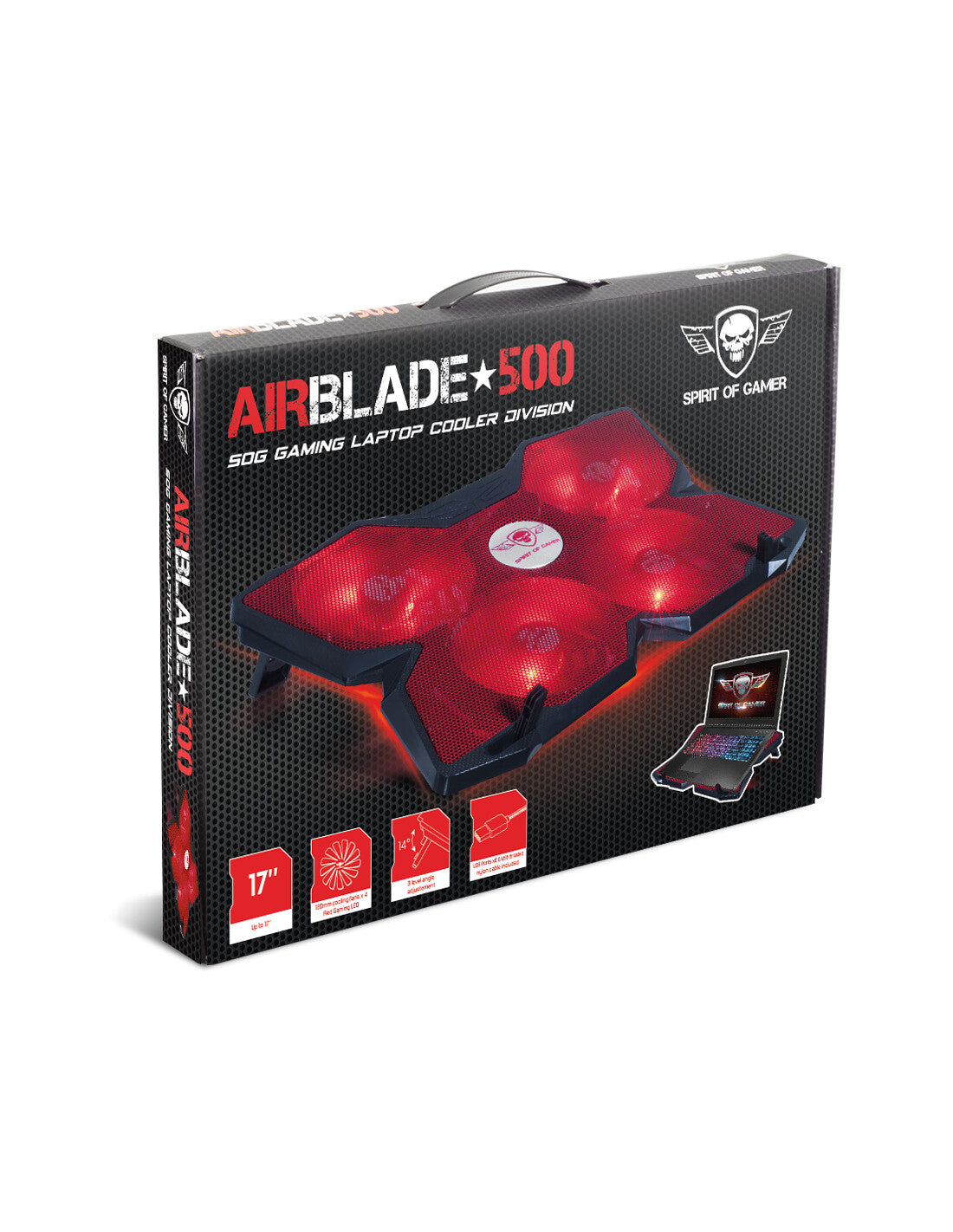 Spirit of Gamer AIRBLADE 500 køling til laptop 40,6 cm (16") 1200 rpm Sort