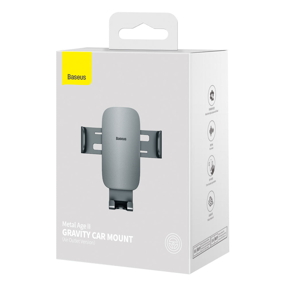 Baseus Metal Age II gravitational car phone holder for ventilation grille dark gray (SUJS000013)