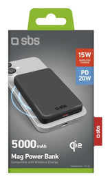 SBS TEBB5000QI2 powerbank 5000 mAh Trådløs opladning Sort