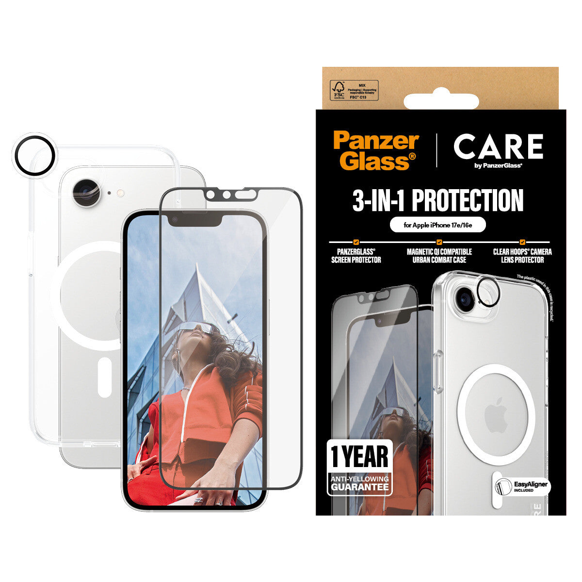 PanzerGlass ® | CARE by ® Flagship 3-in-1 Pakke iPhone 16e