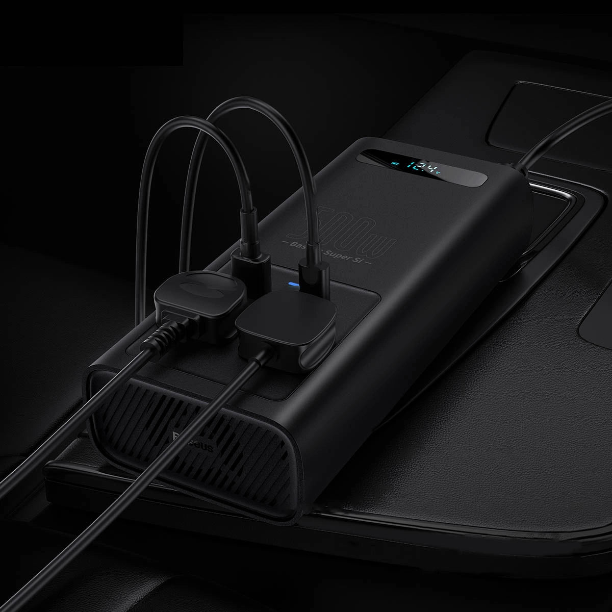 Baseus bilstrømsomformer 150W 12V / 500W 220V (EU- og KN-stik) sort (CGNB000101)