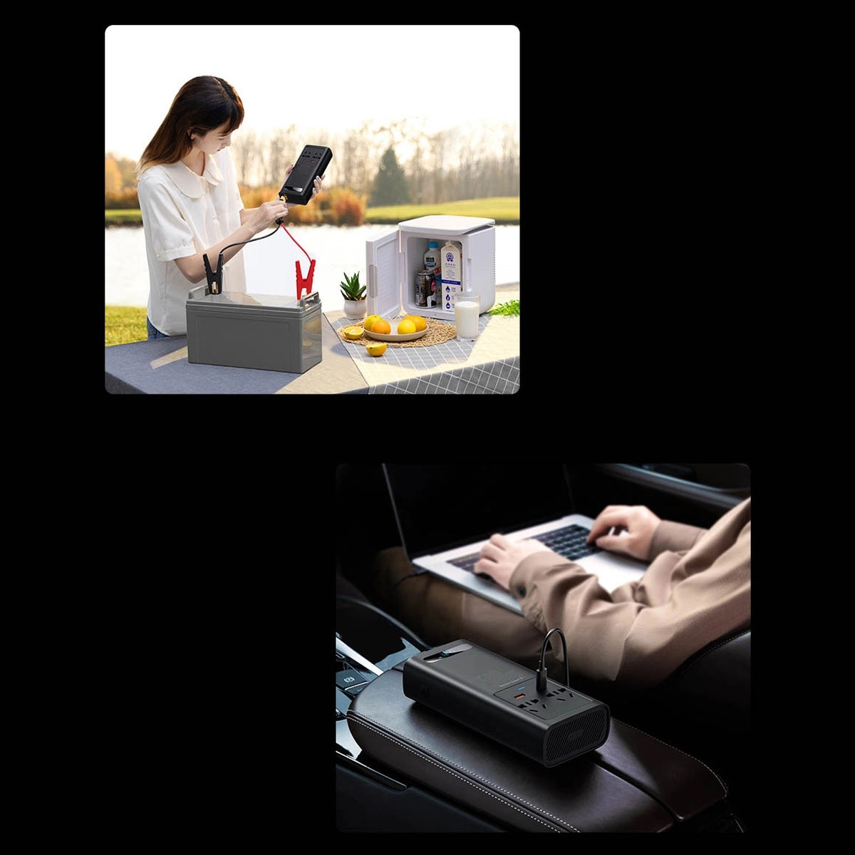 Baseus bilstrømsomformer 150W 12V / 500W 220V (EU- og KN-stik) sort (CGNB000101)