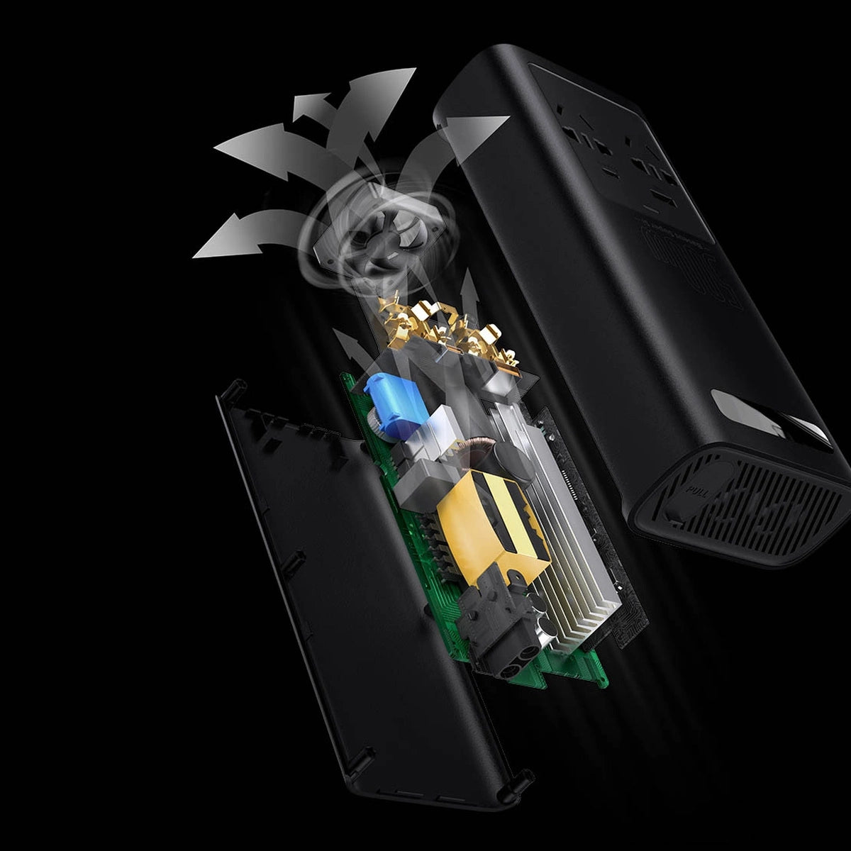 Baseus bilstrømsomformer 150W 12V / 500W 220V (EU- og KN-stik) sort (CGNB000101)