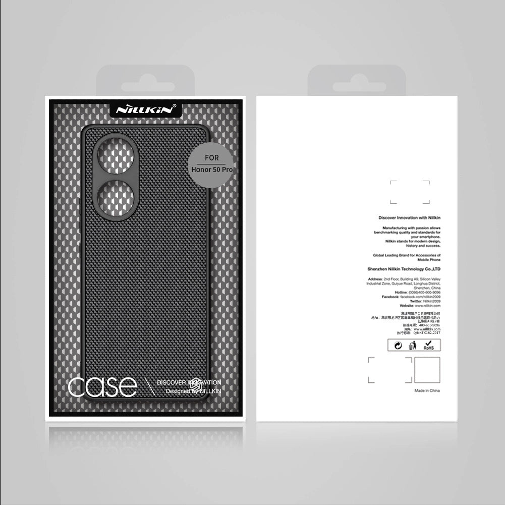 Nillkin Textured Case holdbar forstærket etui med gel ramme og nylon bagsiden til Honor 50 Pro sort